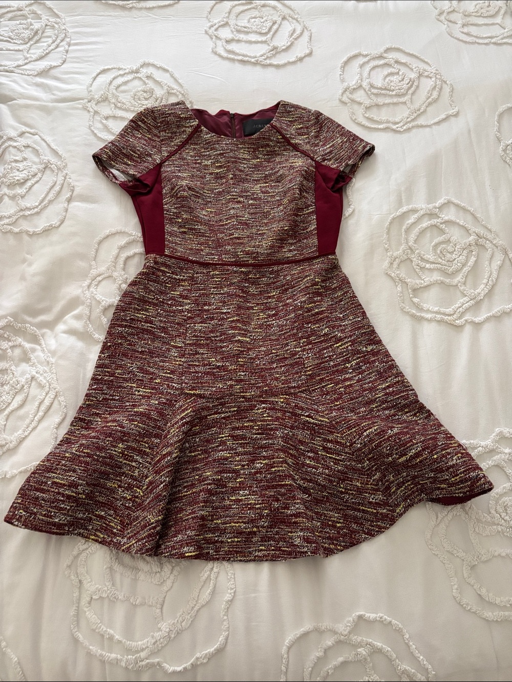 J crew Burgundy Tweed Fit-and-Flare Dress